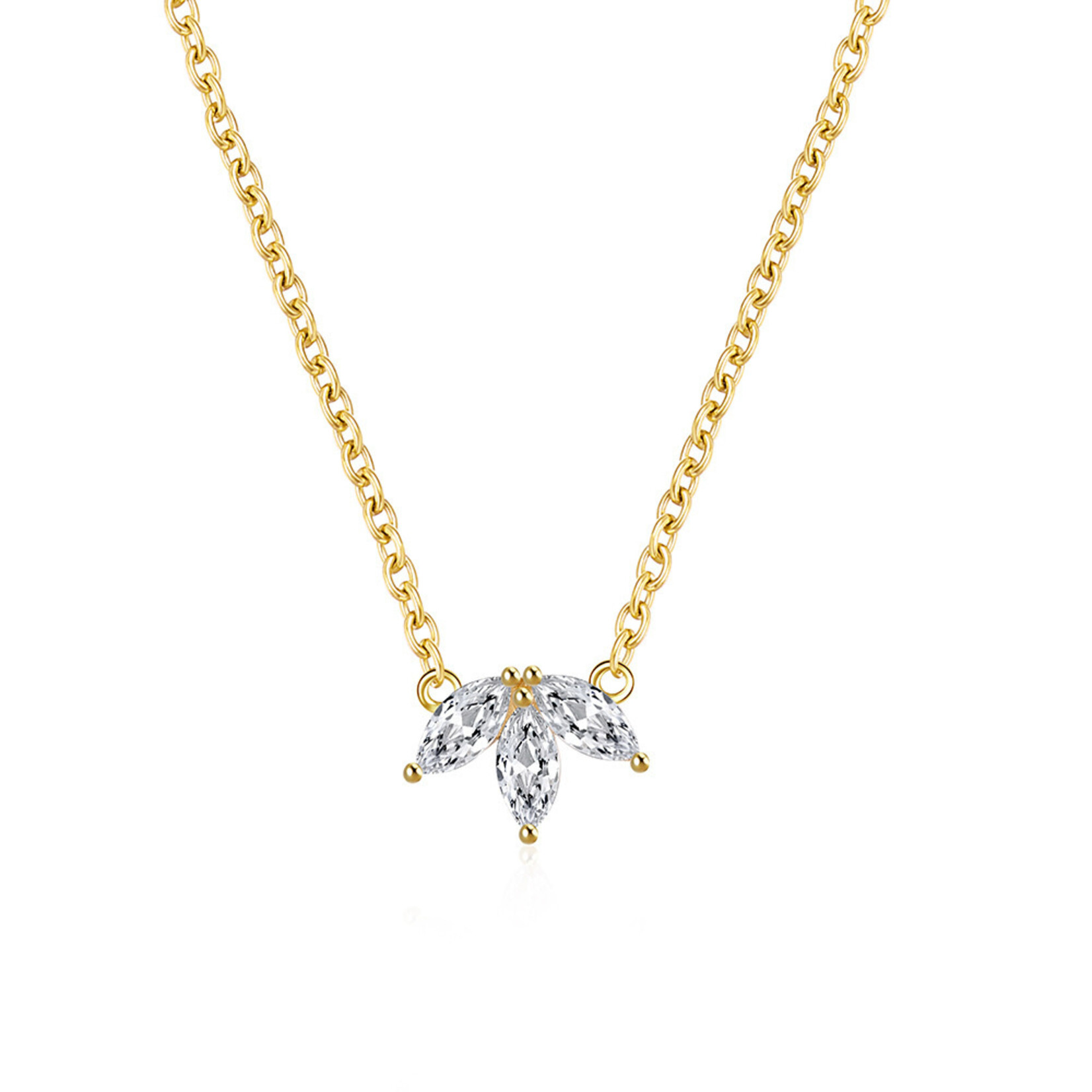 Carriez 925 zilveren crown ketting met 3 zirkonia's