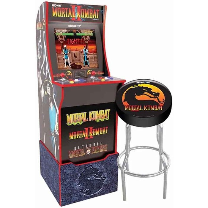 Mortal Kombat Arcade-Maschine mit Hocker