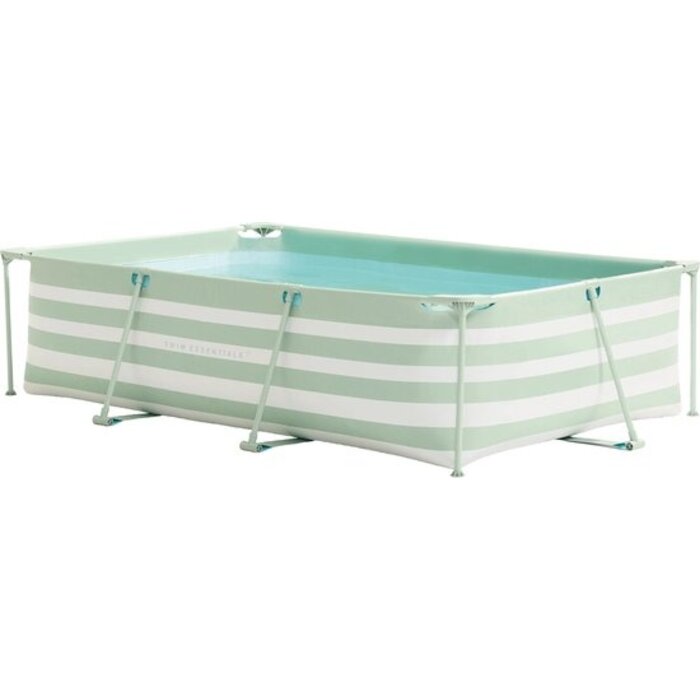 Swim Essentials Aufstellpool – Rahmenpool – Rechteck – Grün/Weiß gestreift – 300 x 200 x 75 cm