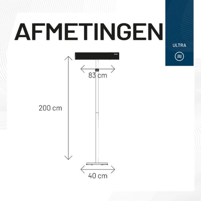 Sunred - Schwarz - Standmodell - Terrassenheizer - Infrarotstrahlung - 2000 W
