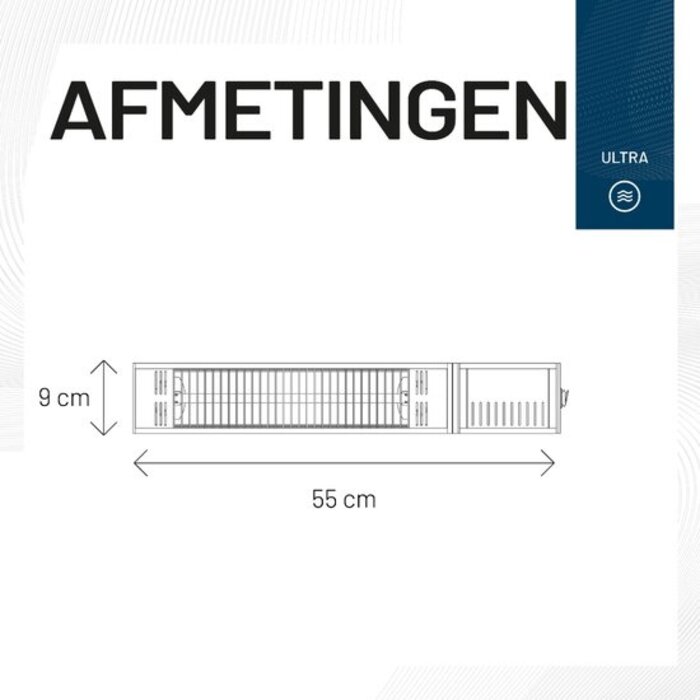 Sunred – Fortuna - Zwart - Wand model - Terrasverwarmer – Halogeen rosé goud technologie