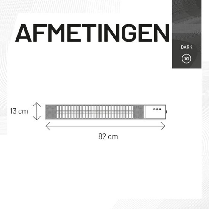 Sunred - Zwart - Wand model - Terrasverwarmer – Carbon rosé goud technologie