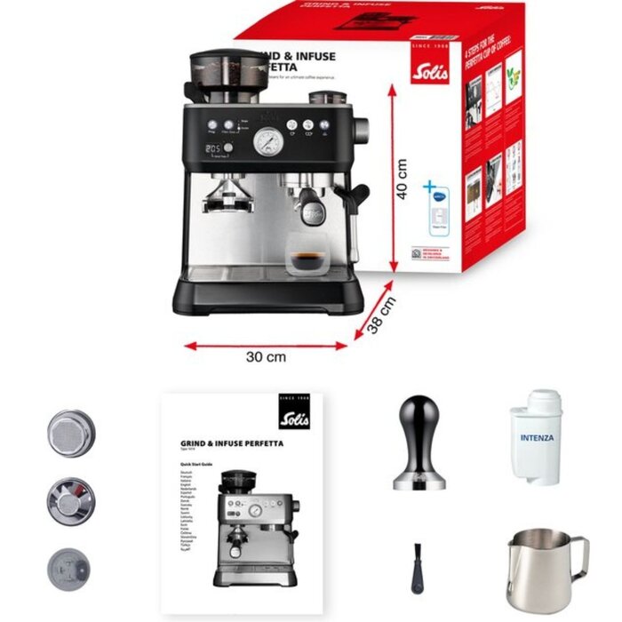 Solis Solis Grind & Infuse Perfetta 1019 Espressomachine - Pistonmachine - Koffiemachine met Bonen - Zwart