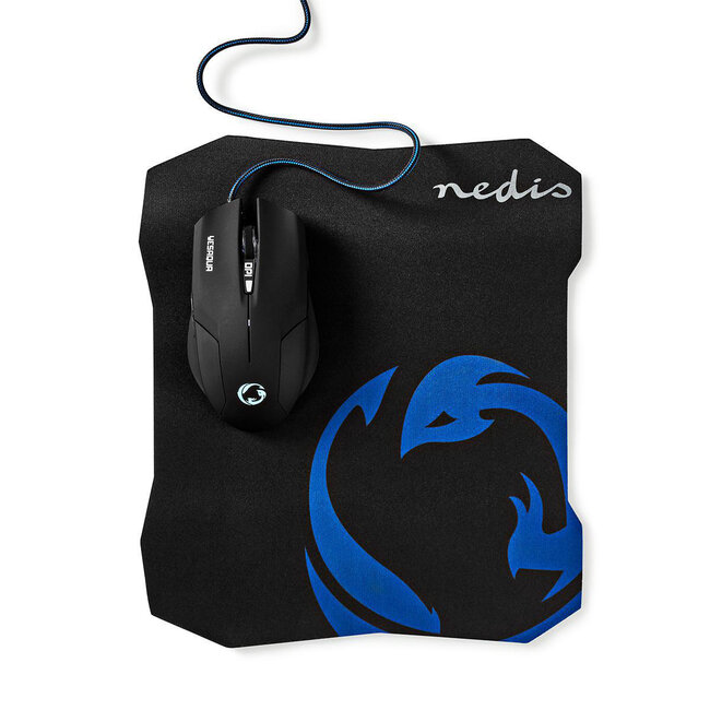 Nedis Gaming YESAQUA bedrade USB muis en medium muismat set / zwart - 1,5 meter