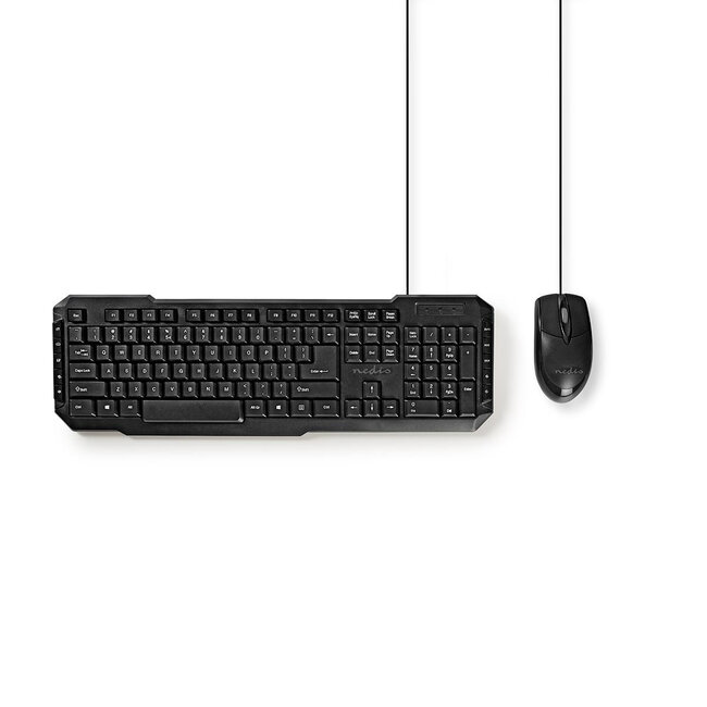 Nedis bedrade multimedia USB toetsenbord en muis set - QWERTY (US) / zwart - 1,5 meter