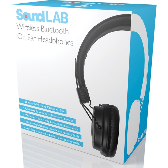 SoundLAB stereo on-ear Bluetooth hoofdtelefoon met microfoon / zwart