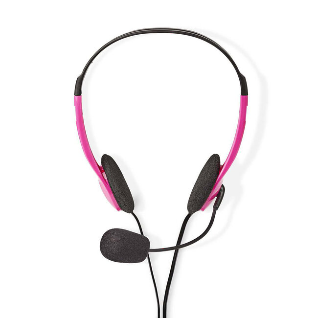 Nedis stereo on-ear headset - 2x 3,5mm Jack / roze - 2 meter