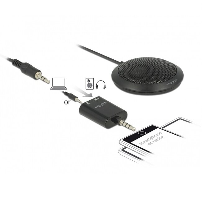 DeLOCK vergader microfoon voor smart media apparaten - 1x 3,5mm Jack / zwart - 2,5 meter