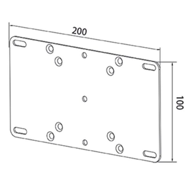 VESA-adapter VESA 75 en VESA 100 (beugel) naar VESA 200/100 (scherm) / zwart