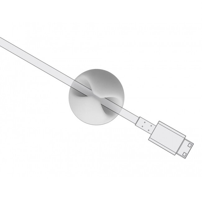 Zelfklevende kabelhouders voor 1 kabel - 6 stuks / wit/grijs