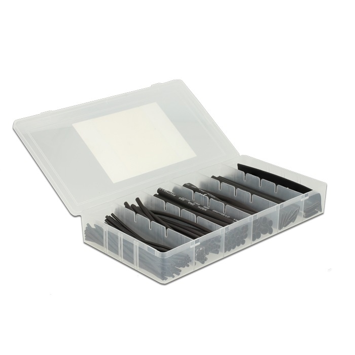 DeLOCK Krimpkous assortiment in handige bewaardoos - 100 stuks / zwart