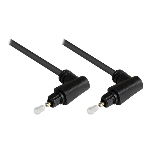 Digitale optische Toslink audio kabel met haakse connectoren en draaibare kop - 4mm / zwart - 2 meter