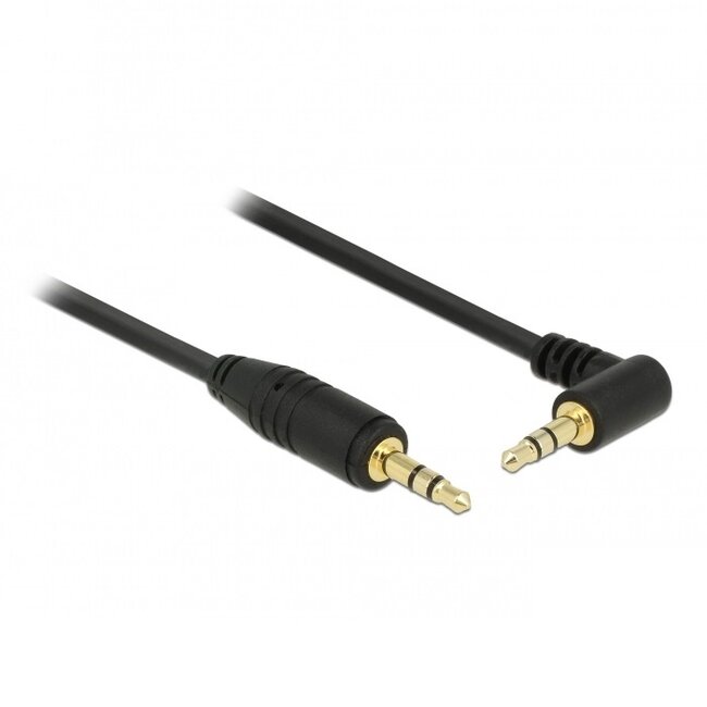 3,5mm Jack stereo audio kabel - haaks - verguld / zwart - 1 meter