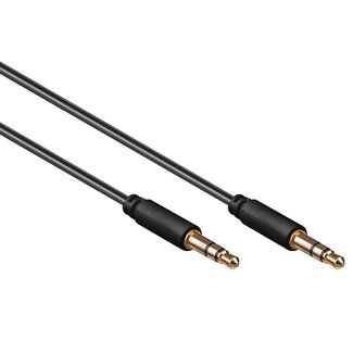 Universal 3,5mm Jack stereo audio slim kabel / zwart - 0,50 meter