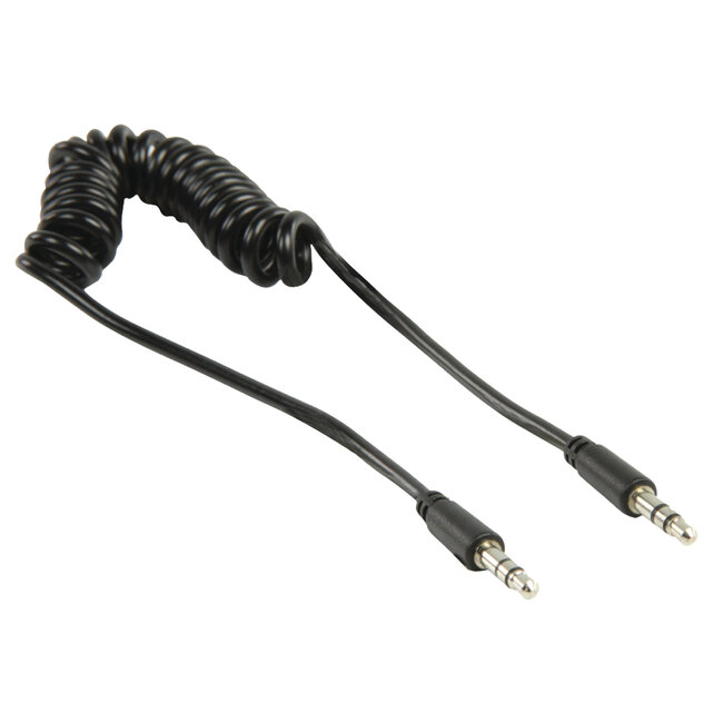 3,5mm Jack stereo audio spiraalkabel / zwart - 1 meter