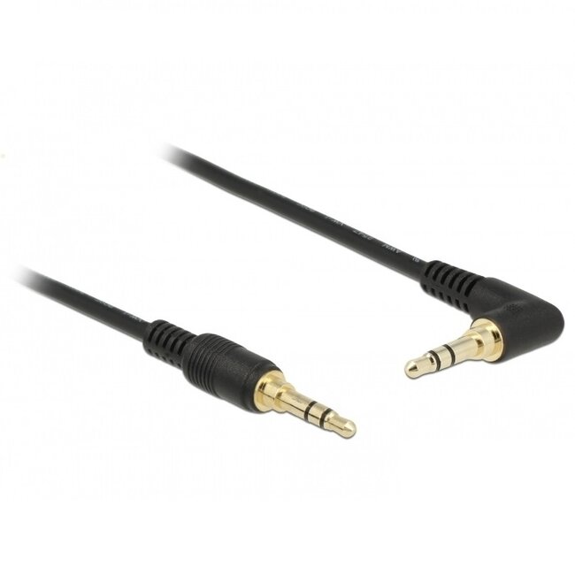 3,5mm Jack stereo audio slim kabel kabel met extra ruimte - haaks / zwart - 1 meter