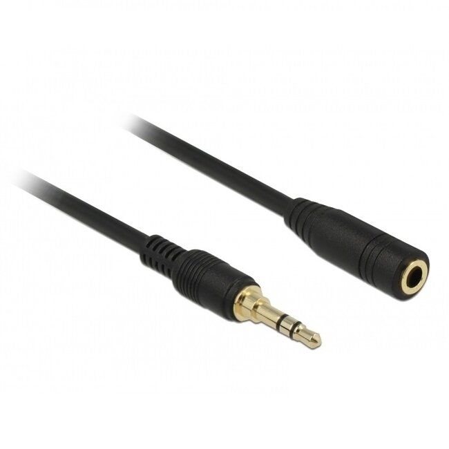 3,5mm Jack stereo audio slim kabel verlengkabel met extra ruimte / zwart - 0,50 meter