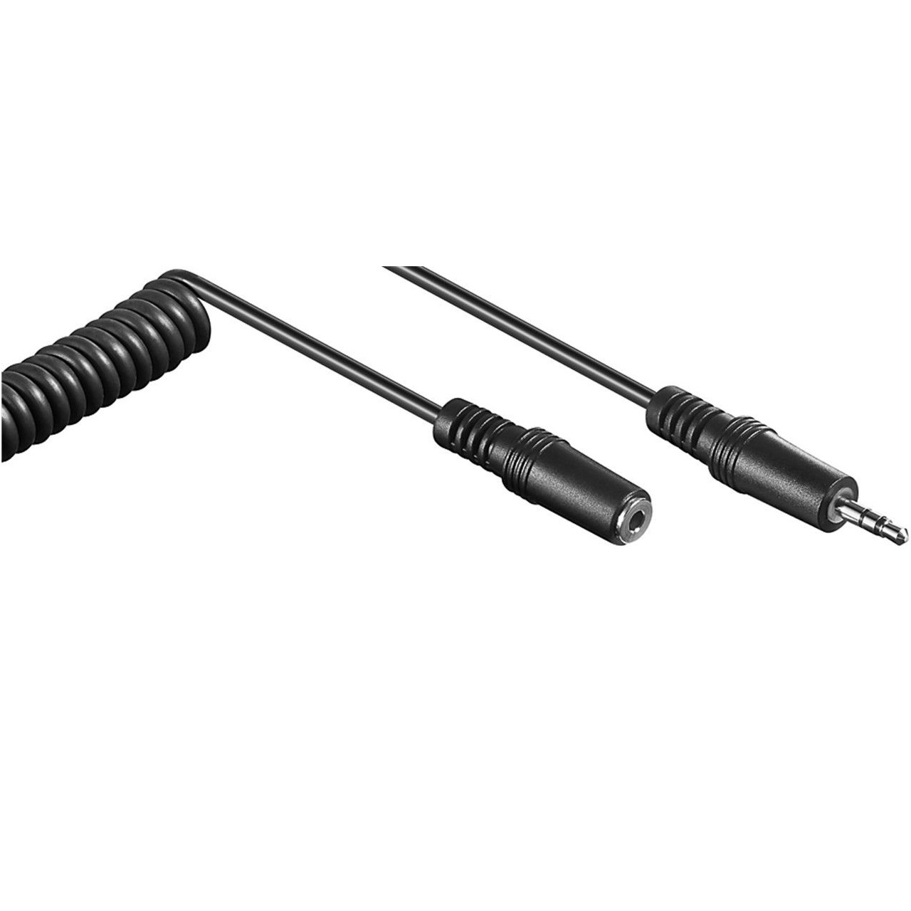 3,5mm Jack stereo audio verleng spiraalkabel / zwart - 3 meter