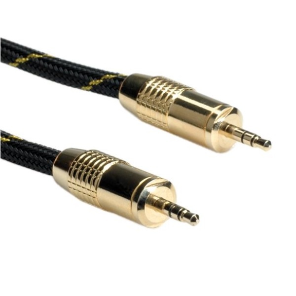 Roline 11.88.4285 Jackplug Audio Aansluitkabel [1x Jackplug male 3,5 mm - 1x Jackplug male 3,5 mm] 5.00 m Zwart/goud Afgeschermd