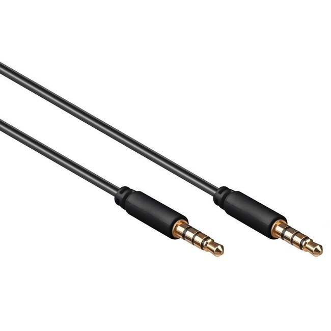 3,5mm Jack 4-polig audio slim kabel AWG28 / zwart - 1 meter
