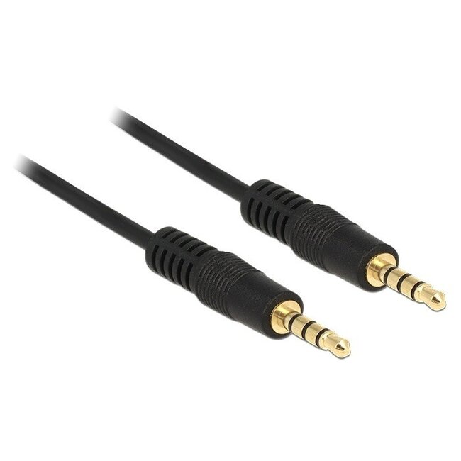 3,5mm Jack 4-polig audio/video kabel AWG24 / zwart - 2 meter