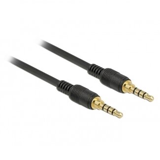 DeLOCK 3,5mm Jack 4-polig audio/video slim kabel met extra ruimte AWG24 / zwart - 0,50 meter