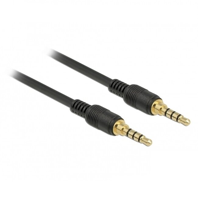 3,5mm Jack 4-polig audio/video slim kabel met extra ruimte AWG24 / zwart - 5 meter