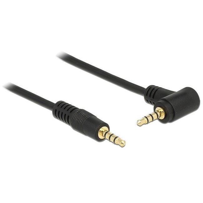 3,5mm Jack 4-polig audio/video kabel AWG24 - haaks / zwart - 2 meter
