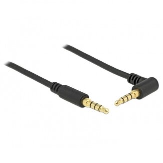 DeLOCK 3,5mm Jack 4-polig audio/video slim kabel met extra ruimte AWG24 - haaks / zwart - 3 meter