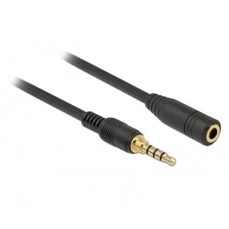 DeLOCK 3,5mm Jack 4-polig audio/video slim verlengkabel met extra ruimte AWG24 / zwart - 1 meter