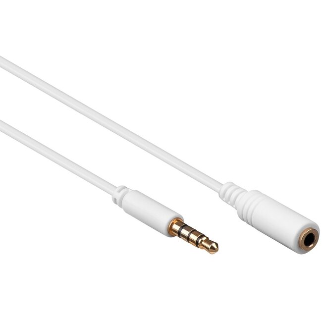 3,5mm Jack 4-polig audio slim verlengkabel AWG28 / wit - 1 meter