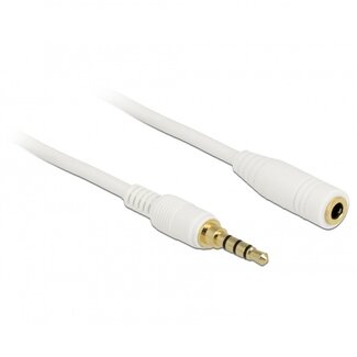 DeLOCK 3,5mm Jack 4-polig audio/video slim verlengkabel met extra ruimte AWG24 / wit - 0,50 meter