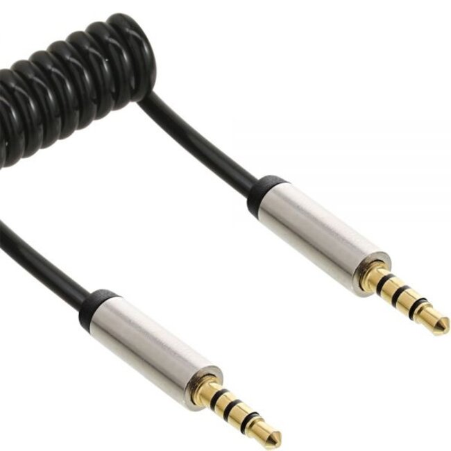 Premium 3,5mm Jack 4-polig audio spiraalkabel - 0,50 meter