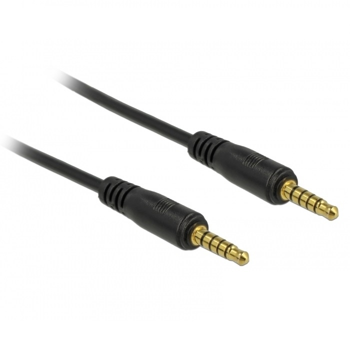 DeLOCK 3,5mm Jack 5-polig stereo audio kabel / zwart - 0,50 meter