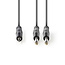 Nedis 2x 6,35mm Jack - 3,5mm Jack stereo audio kabel - 1,5 meter