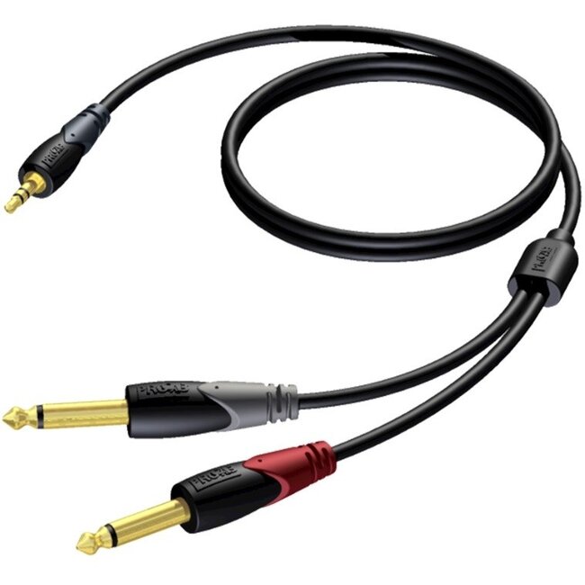 Procab CLA713 2x 6,35mm Jack - 3,5mm Jack stereo audio kabel - 3 meter
