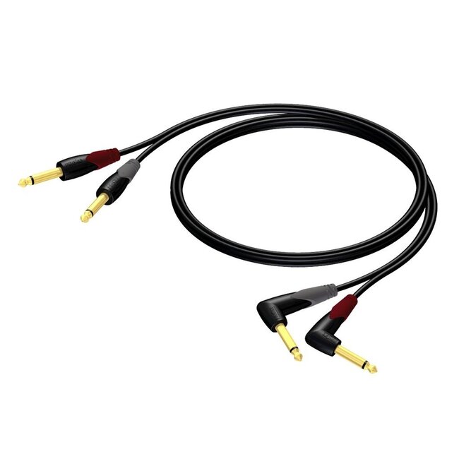 Procab CLA603 2x 6,35mm Jack stereo audio kabel - haaks - 5 meter