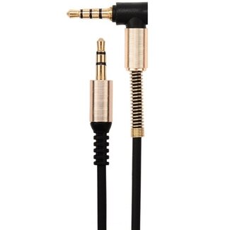 Coretek 3,5mm Jack gekrulde hoofdtelefoon kabel met microfoon - zwart - 1,5 meter