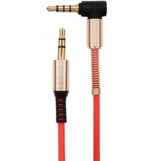Coretek 3,5mm Jack gekrulde hoofdtelefoon kabel met microfoon - rood - 1,5 meter