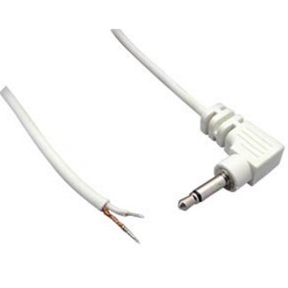 BKL 3,5mm Jack (m) haaks mono audio kabel met open eind / wit - 1,8 meter