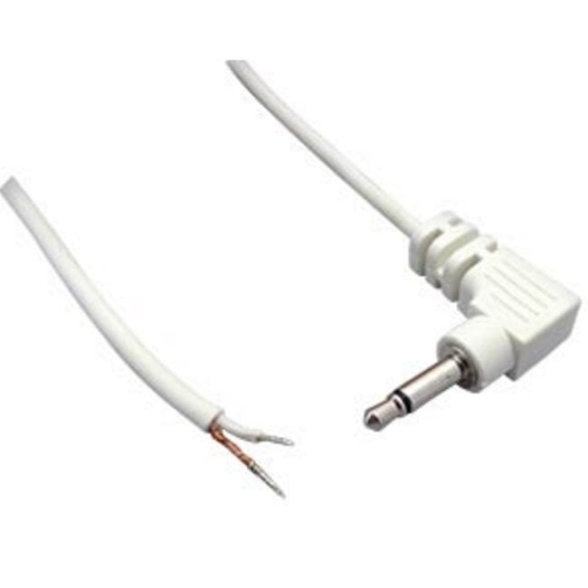 3,5mm Jack (m) haaks mono audio kabel met open eind / wit - 1,8 meter