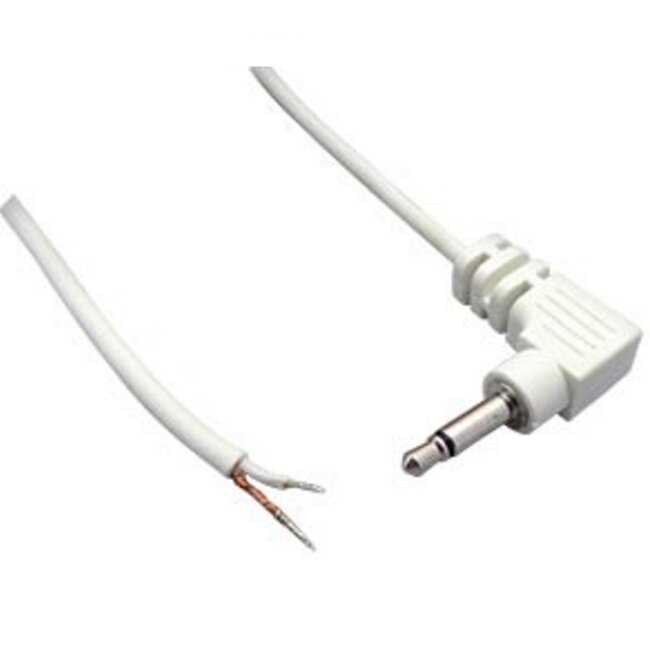 3,5mm Jack (m) haaks mono audio kabel met open eind / wit - 1,8 meter