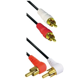 MaxTrack Tulp stereo audio kabel - haaks/recht - 1,5 meter