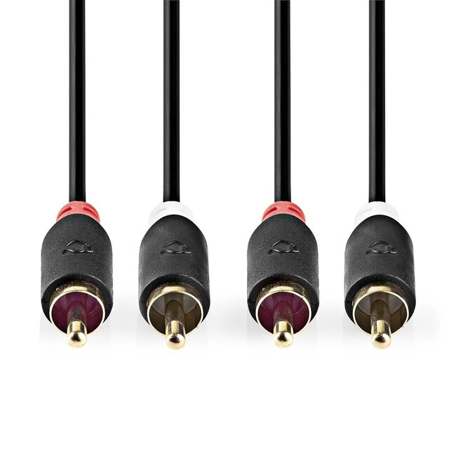 Nedis Tulp stereo audio kabel / zwart - 3 meter