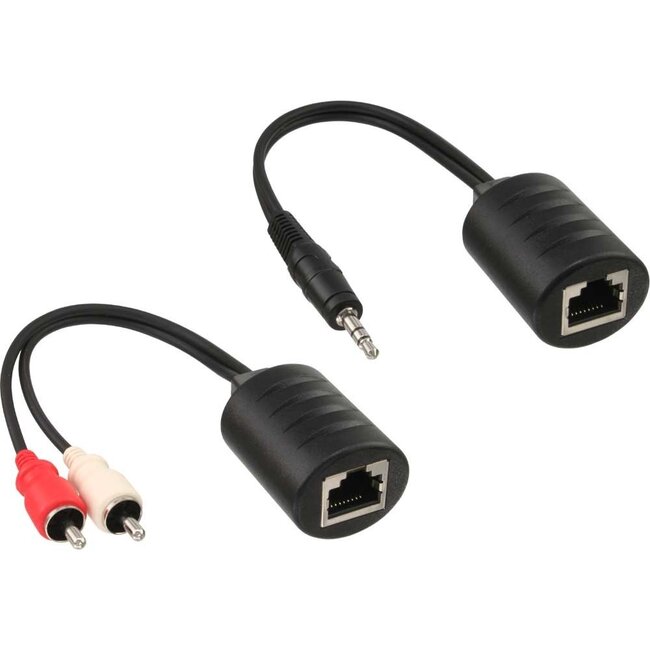 3,5mm Jack - Tulp stereo audio over ethernet extender set