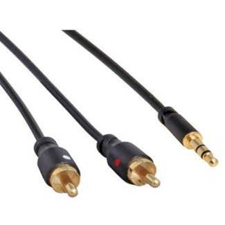 S-Impuls 3,5mm Jack - Tulp stereo audio slim kabel - zwart - 1,5 meter