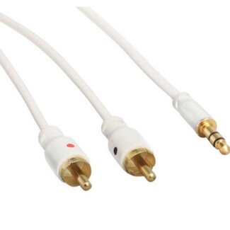 S-Impuls 3,5mm Jack - Tulp stereo audio slim kabel - wit - 1,5 meter