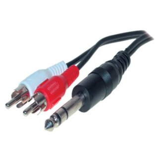 Electrovision 6,35mm Jack - Tulp stereo audio kabel - 0,20 meter