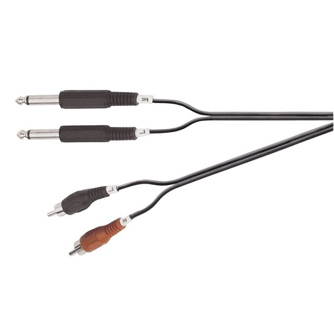 2x 6,35mm Jack - Tulp stereo audio kabel - 1,5 meter