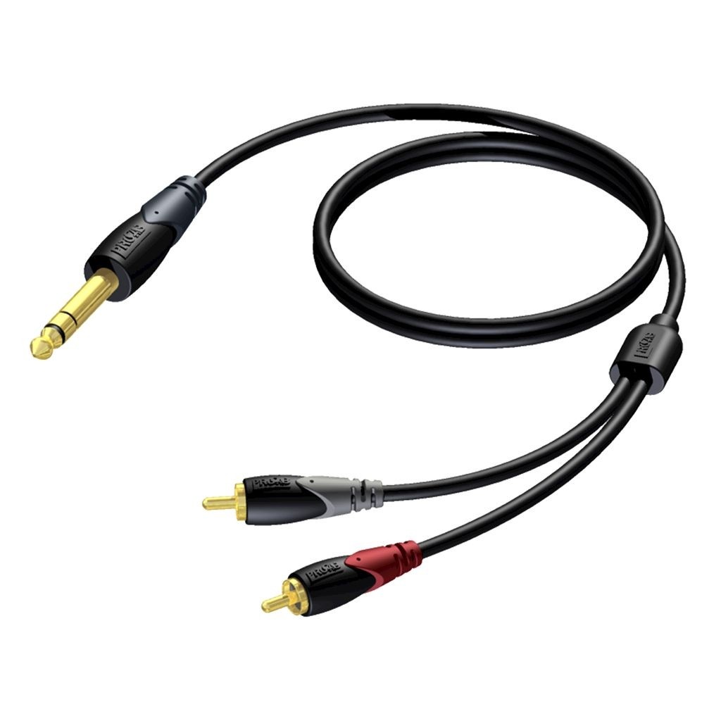 Procab CLA719/3 verloopkabel 1x Stereo jack naar 2x RCA 3m